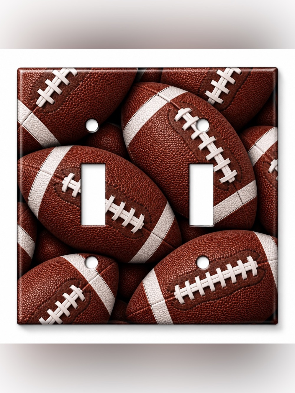 Football Double Light Switch Cover Boys Kids Room Sports Brown Football Decor